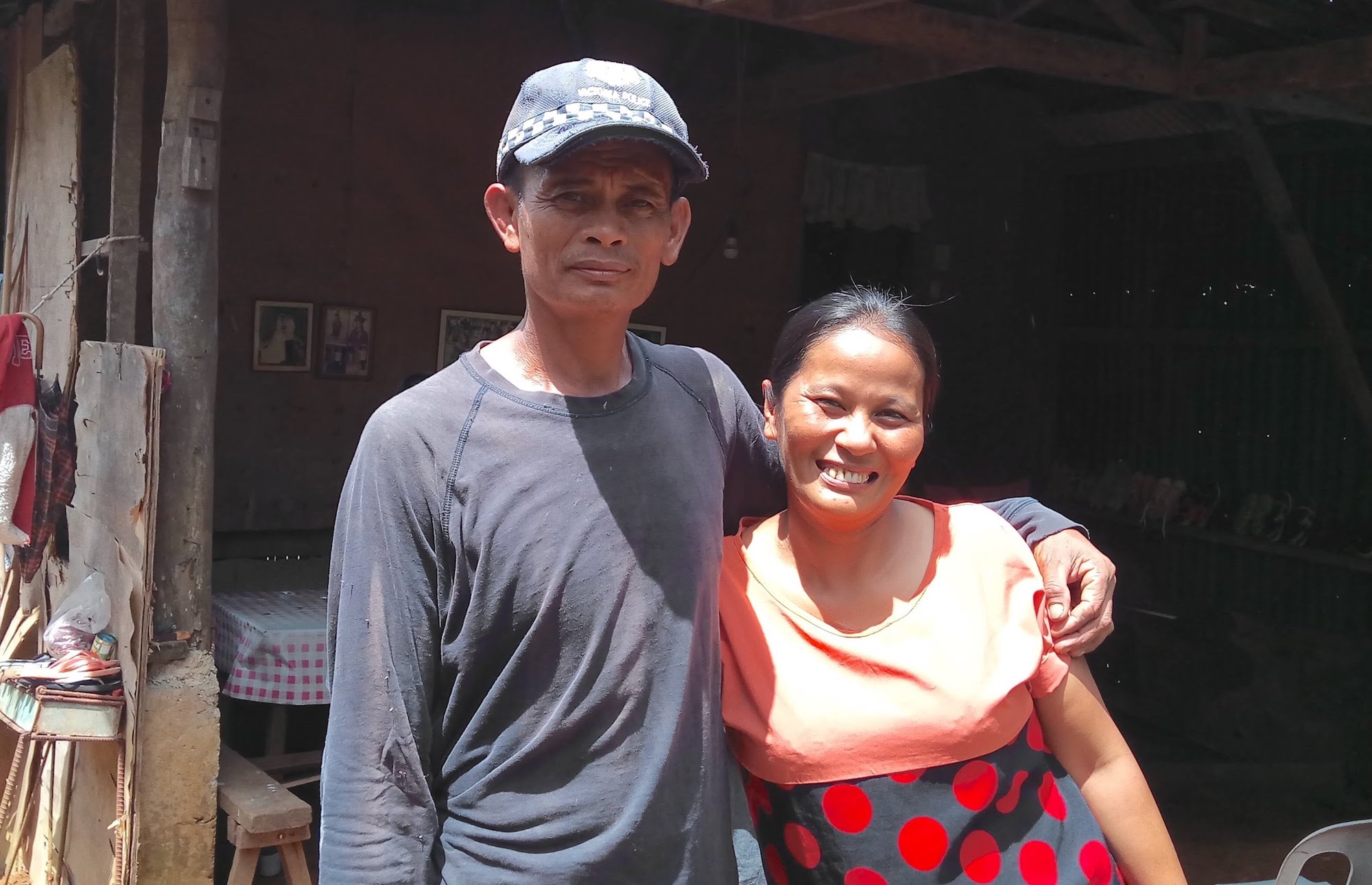 Maribeth and her husband at their home in Don Salvador Benedicto