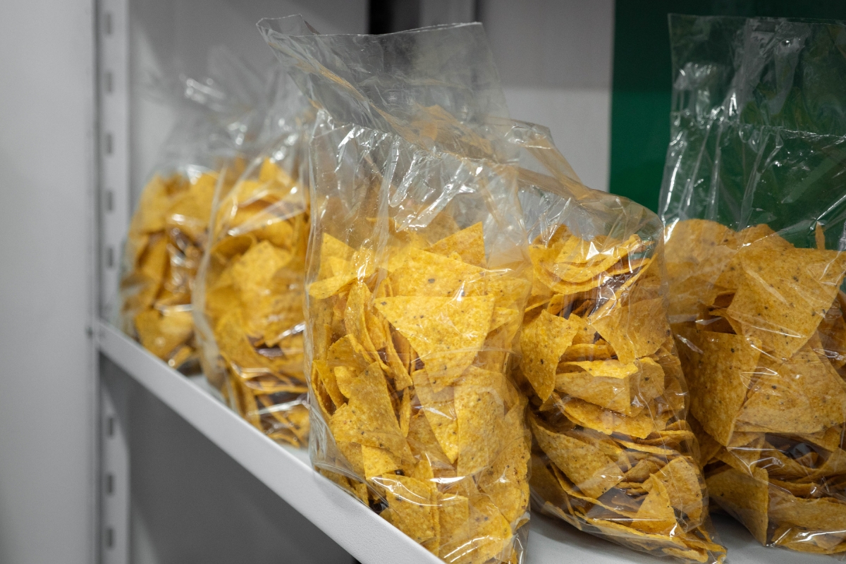 bags of tortilla chips on a shelf