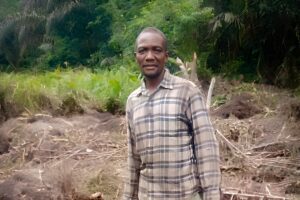 a man stands in a field